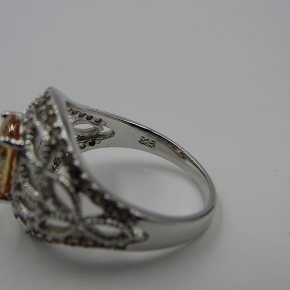 Vintage Size 9.5 Sterling Yellow CZ Diamond Ring - Picture 4 of 7